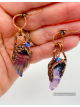 Rainbow flourite wing earrings