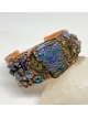 Raku copper cuff  gemstone bracelet