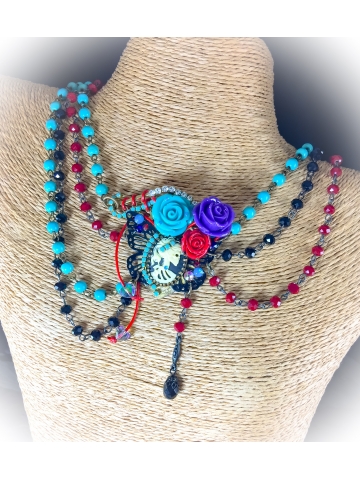 Day of the Dead rosary bead necklace