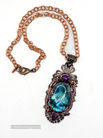 Labradorite looking glass necklace