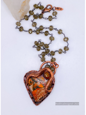 Orange Sea Sediment Love Necklace
