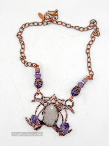 Double Crescent with spirit quartz necklace
