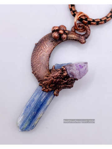 Blue Kyanite with Amethyst Necklace