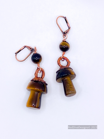 Tiger Eye Shroom Earrings