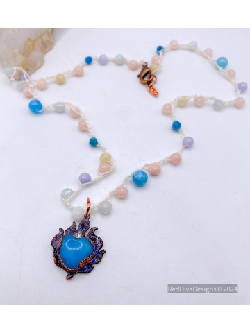 Agate Flame Heart Necklace