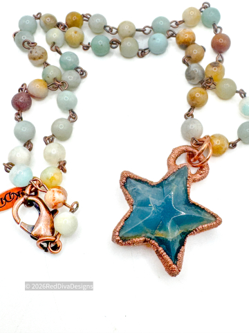 Lemurian Blue star necklace
