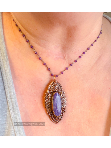 Chaorite on Amethyst necklace