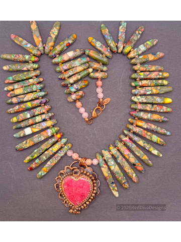 Thulite Scalloped Heart
