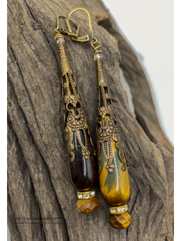 Tiger Eye Teardrop Earrings