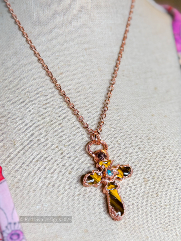 Tiger Eye Cross Necklace