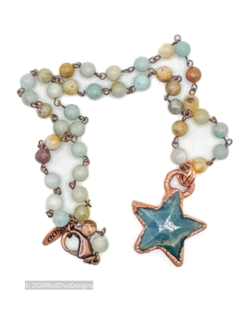 Lemurian Blue star necklace