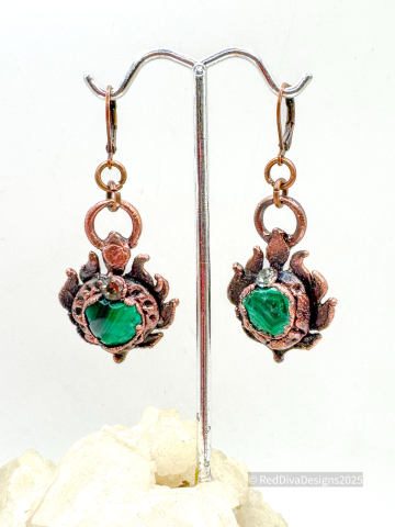 Malachite Flame Earrings