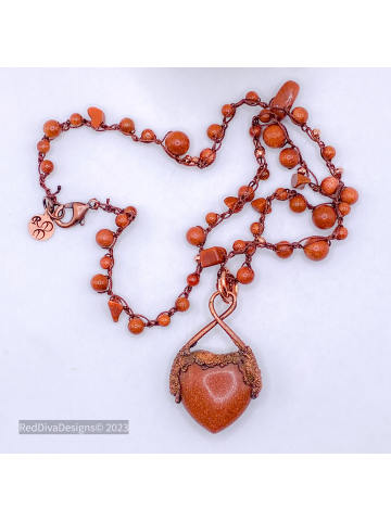 Goldstone Heart Necklace