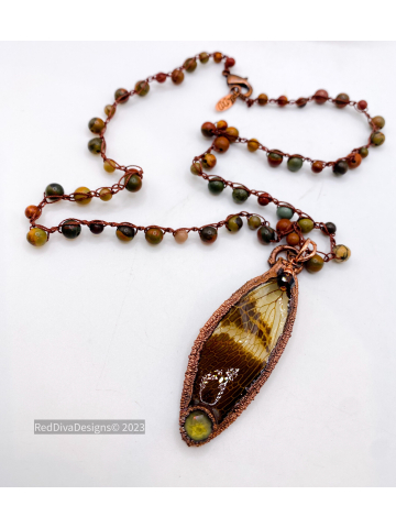 Northern Brown Cicada Wing Necklace