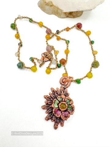 Ruby Zoisite Flower Necklace Ruby Zoisite Flower Necklace