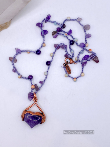 Crocheted Melted Amethyst Heart Crocheted Melted Amethyst Heart