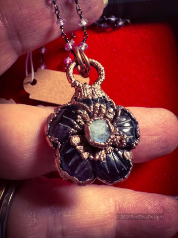 Amethyst with Moonstone  Flower