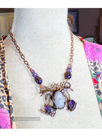 Double Crescent with spirit quartz necklace