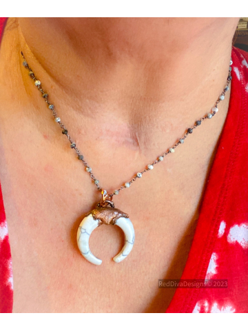 Howlite Crescent Moon Necklace
