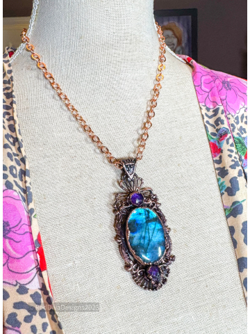 Labradorite looking glass necklace