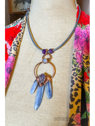 Blue Kyanite & Amethyst Necklace Blue Kyanite & Amethyst Necklace