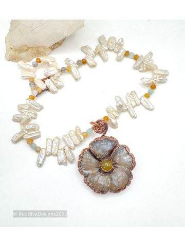 Flower Agate Flower Necklace Flower Agate Flower Necklace
