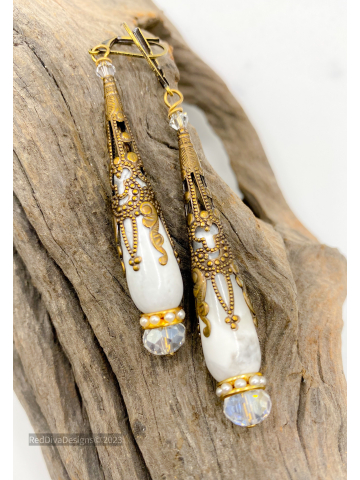 Howlite Teardrop Earrings