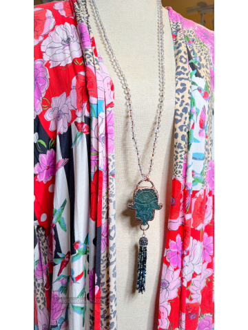Ocean Jasper Hamsa necklace